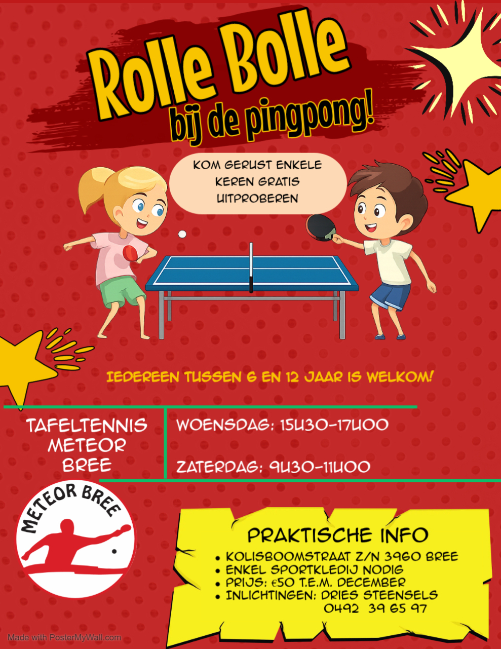 Affiche Rolle-Bolle bij KTTC Meteor Bree
